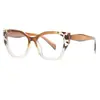 Óculos de Computador Feminino Elegante Estilo Gatinho Estampa de Leopardo Retrô Estilo 2024 Moderno e Personalizado Anti-Luz Azul Lentes Planas
