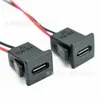 Conector fêmea Tipo-C preto tipo encaixe com cabo, comprimento do cabo 15cm, 2P, 24AWG, certificado CE, LN-068