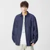 Camisa Pesada Estilo Americano de Mezclilla Sintética para Hombre, Manga Larga Primavera Vintage Ropa de Trabajo Camisa de Bolsillo con Cuello Campana, Control de Precio 11