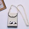 Bolso para teléfono móvil de estilo coreano con diseño de panda pequeño, bandolera de punto, bolso de mano con solapa, bolso informal para salir