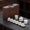 Conjunto de Chá de Porcelana Branca Jade de Sebo Casa Forno Dehua Queima Simples Tigela Sancai Xícara de Chá Luxo Leve Caixas de Presente de Alta Qualidade