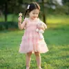 Vestido Camisola de Encaje para Niñas 2026 Verano Nuevo Falda de Pastel Arcoíris Degradado para Niños Vestido de Playa Elegante para Bebé