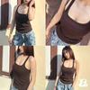 Camisola pequeña con cuello cuadrado de color para mujer, ropa interior de verano, nueva prenda exterior entallada, sin mangas, top corto con espalda hermosa de Spice Girls