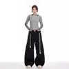 Pantalones Deportivos Retro Americanos Nuevos para Mujer Primavera y Otoño, Pantalones Curvos de Pierna Ancha Holgados, Pantalones de Chándal Casuales, Pantalones Rectos de Longitud Completa