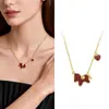 Collar de Conchas Cadena para Clavícula para Mujer, Signo Zodiacal Caballo, Corazón Dorado, Colgante de Flor de Lujo Ligero, Caballo Elegante, Símbolo de Riqueza, Cobre Rojo