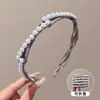 Tiara Dobrável de Pérolas para Meninas 2025 Nova Tiara para Lavar o Rosto Franja Testeira Cabelos Quebrados Fixador de Cabelo Adereço de Cabeça de Verão