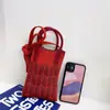 Novo design de nicho bonito dos desenhos animados Mini malha saco do telefone móvel All-match pequeno portátil Commuter Crossbody pequeno saco quadrado