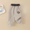 Calça de Urso Boca Grande Forrada com Fleece Outono e Inverno Roupas de Fora Calça de Moletom para Meninos Calça Esportiva Infantil Calça Longa para Bebê