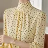 Camisa Amarilla de Lunares para Mujer, Estilo Francés Único, Bonita, de Nicho, Lujo Ligero, Moderna, Versátil, Adelgazante, Primavera