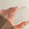 Anillo Nuevo de Plata 925 de Moda para Mujer, Simple y Versátil, Apilable, Anillo Abierto Ajustable, Anillo para Dedo Índice Estilo Ins de Celebridad de Internet