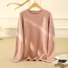 Suéter de Cachemira Grueso de Punto Seis Hilos con Cuello Redondo, Nuevo Suéter Casual Holgado de Cachemira Pura para Otoño e Invierno, Amigable con la Piel