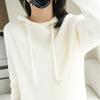 Qingcang] Moletom com Capuz Feminino de Tricô Tricotado Outono e Inverno Solto para Usar por Baixo Tamanho Grande Tricô para Usar por Baixo Top Exterior
