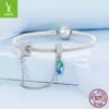 Dije de plata nuevo de silicona posicionamiento pluma cadena de seguridad simple nicho todo-partido s925 plata de ley pulsera DIY hilo