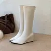 Botas Altas de Plataforma con Tacón Alto para Mujer Tallas Grandes Otoño Invierno Botas de Caña Alta Moda Nueva Cremallera Trasera Simple Adelgazantes 2026