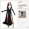 Fantasias Europeias e Americanas de Halloween para Adultos Role-Playing Páscoa Freira Cruz Virgem Vestido Fantasias de Performance