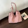 Bolsa Tote Bordada com Letras Rosa Suave Estilo Coreano para Estudantes Universitárias para Aulas Matinais Compras Bolsa de Ombro Único