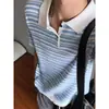 Camisa Polo de Punto Rayada Hueca Estilo Nuevo para Hombre de Manga Corta, Atuendo de Verano Estilo Old Money, Camiseta de Cuello Refrescante y Transpirable