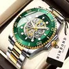 Reloj de Cuarzo para Hombre BINBOND Binbang Hollow Business Resistente al Agua Redondo Correa de Acero Genuino Reloj Water Ghost para Hombre