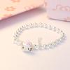 Pulseira de Prata Pura 999 prata de lei para Meninas fofa infantil Bebê gatinho de desenho animado contas presente de aniversário simples