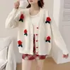 Suéter Cardigan de Punto Perezoso Estilo Europeo y Americano para Mujer, Nuevo Otoño e Invierno Diseño Holgado Chaqueta Top de Fresas
