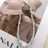 Colar de Pérolas de Cristal Coloridas com Pedras Cruzadas para Mulheres Pedra da Dopamina Longevidade Acessórios Vintage de Nicho