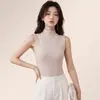 Novo Colete Sem Mangas de Fibra de Pérola com Gola Meia Alta para Mulheres, Versátil Camada Interna de Fleece Escovado ou Peça Externa, Camiseta Regata Justa Camada Base