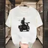Atacado Exportador Fabricante Camiseta de Verão Simples Confortável Jovem Estampa de Urso Americano Manga Três Quartos Gola Redonda