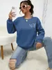 Sudadera con Estampado de Huella de Mano de Pequeño Dinosaurio de Dibujos Animados para Mujer Sudadera de Estilo Callejero Cuello Redondo Sudadera de Otoño Hip Hop
