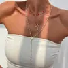 Colar Colar Cruz de Diamante Estilo Hip-Hop Transfronteiriço Europeu e Americano Corrente de Pérola Imitação Moda Colar de Empilhamento para Mulheres