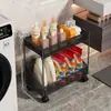 Estante de livros de mesa multicamadas com rodas, carrinho móvel para guardar livros, mochilas escolares, material de escritório e itens diversos