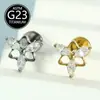 Brincos de Tarraxa F136 Liga de Titânio Zircônia Tripla Marquise Piercing Labial Integrado de Titânio Haste com Rosca Interna 6-10mm Joias para Piercing