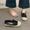 Zapatos de pescador de suela plana para mujer 2026 Primavera Verano zapatos perezosos transpirables zapatos casuales de malla nuevos slip-on zapatos tejidos de paja