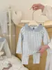 8060 Roupas de Outono para Meninas Calças de Outono Conjunto de Pijama 26 Novo Estilo Gola Peter Pan em Algodão Lycra Roupa de Casa Estampa de Desenho Animado