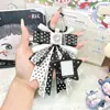 Bolsa Acabada Original Feita à Mão com Renda de Bolinhas Laço de Diamante Pingente de Chaveiro para Menina Acessório de Bolsa Vintage