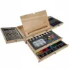 Set Chiyuan de 175 Piezas Caja de Regalo de Madera Set de Pinceles Pincel de Pintura Artística Caja de Regalo con Cuaderno Caja de Herramientas de Arte