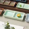 Plato de Cerámica de Doble Compartimento para Salsas Plato de Cerámica de Tres Compartimentos Estilo Japonés para Salsas de Barbacoa Plato Pequeño Plato para Sazonar Hot Pot Plato para Sazonar Barbacoa