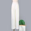 Em estoque Novas Calças Femininas de Perna Larga com Design Plissado Abdominal Caimento Preguiçoso Calças Brancas de Perna Reta