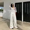 26 Colección Nueva Primavera Estilo Old Money Sencillo Perezoso Relajado Tencel Caído Cintura Baja Holgado Pierna Ancha Pantalones Casuales