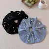Elástico de Cabelo Plissado com Pérolas Estilo Francês, Novo Acessório de Cabelo Versátil para Coque Alto, Acessório de Cabelo de Luxo