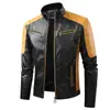 2026 Comércio Exterior Transfronteiriço Outono e Inverno Casual Motociclista Patchwork Jaqueta de Couro Moda Masculina Gola Alta Retrô Jaqueta de Couro Quente