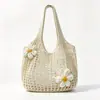 Bolso holgado de gran capacidad tejido hueco para mujer 2026 nuevo estilo para ir al trabajo bandolera individual bolso de flor tejida bolso tote