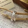 Anillo Cruzado Martillado Retro de Diseño de Nicho Estilo Coreano para Mujer, Nuevo Anillo Abierto Ajustable de Moda Coreana para Mujer