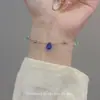 Atmosfera de Verão ~ Tornozeleira de Contas Azul Fresco e Verde em Forma de Gota d'Água Coreana Versátil Personalizada Acessórios de Tornozeleira para Saia Floresta