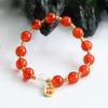 Pulseira de Ágata Vermelha Natural Guan Yu Calcedônia Pingente da Fortuna Pulseira Joias Tendência Nacional Benefícios Transmissão ao Vivo Atacado S4061201