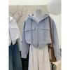 Chaqueta tipo sudadera con capucha y cremallera corta, estilo nuevo, informal, holgada y versátil, para mujer, de primavera