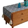 Tela para Cubrir Gabinete de TV y Mesa de Café de Algodón y Lino Estilo Japonés Caminero de Mesa Largo Tela Protectora para Muebles Tela Decorativa con Borlas en las Cuatro Esquinas