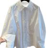 Camisa de Solapa con Encaje de Alta Calidad para Mujer 2025 Principios de Primavera Nueva Suelta Hermosa Camisa Blanca Top