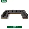 Conjunto de Sofá e Mesa de Centro Nórdico para Exterior para Pátio, Jardim, Varanda de Hotel, Resistente à Água e ao Sol, Móveis de Madeira Maciça para Lazer ao Ar Livre