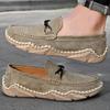 Primavera y verano 2024 nuevos zapatos de frijol cosidos a mano de talla grande transfronterizos para exteriores, ocio, pies perezosos, para conducir, zapatos de hombre