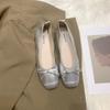 Zapatos de Salón Individuales Cuadrados de Punta Baja Estilo Hada para Mujer, Nuevos Zapatos Planos Primavera y Otoño 2026, Zapatos de Abuela de Cuero Suave, Zapatos Individuales Antideslizantes para Mujer